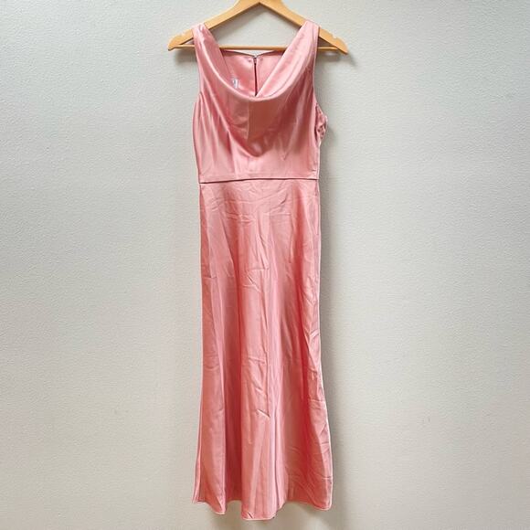 Dessy Lovely Esme Cowl-Neck Midi Tank Dress in Desert Rose Pink Women's 2 $187 - Picture 5 of 9
